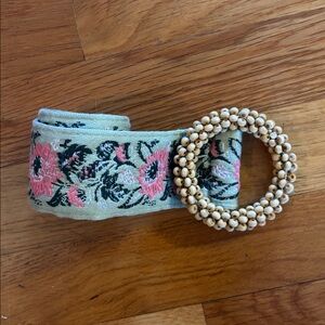 Pink and green embroidered belt